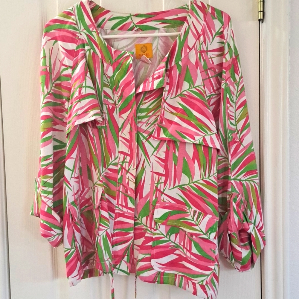 Ruby Rd linen blend cropped top sz 14